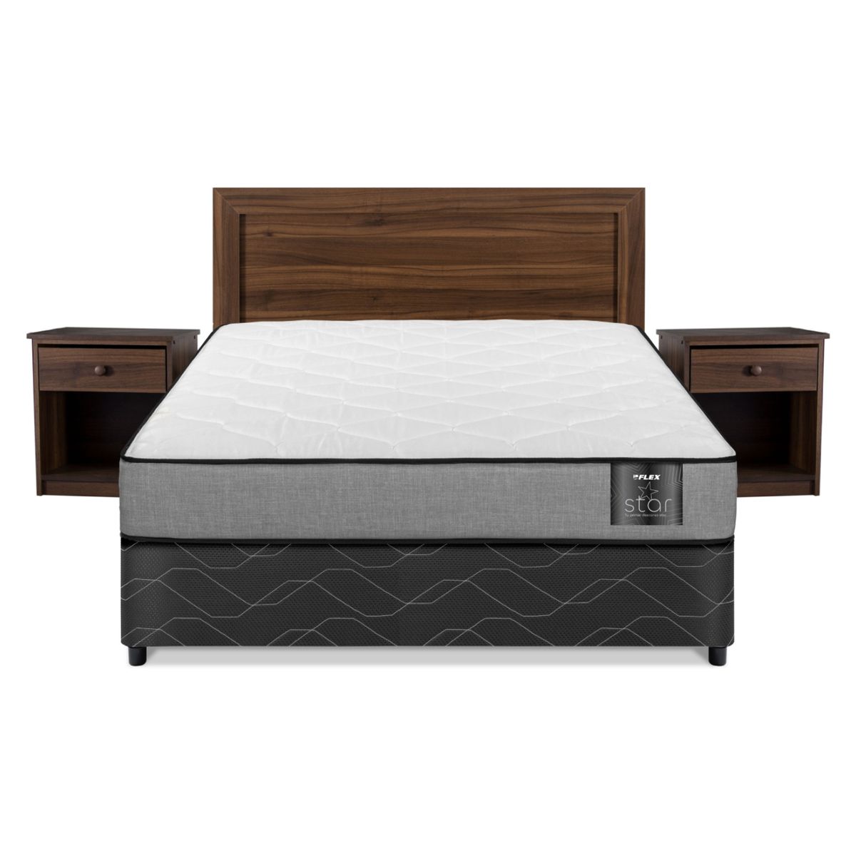 FLEX - Cama Americana 2 Plazas Star Flex Mueble + Respaldo