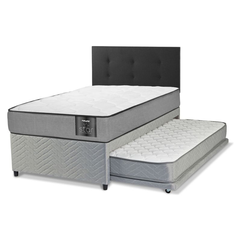 FLEX - Cama Nido Diván 1.5 Plaza Star Flex 105X200 Cm + Respaldo Royal