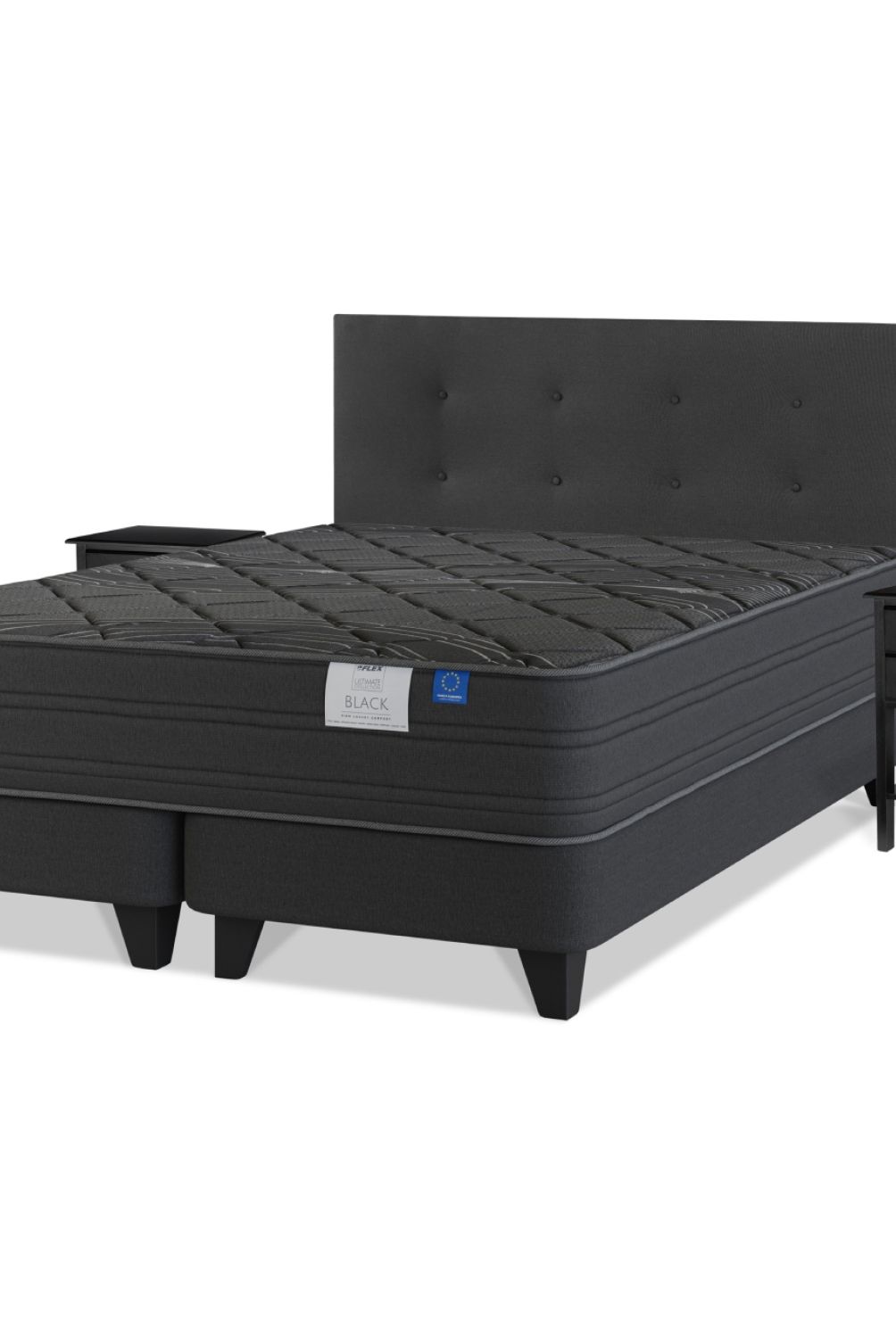 FLEX - Cama Europea King Black Flex Mueble + Respaldo