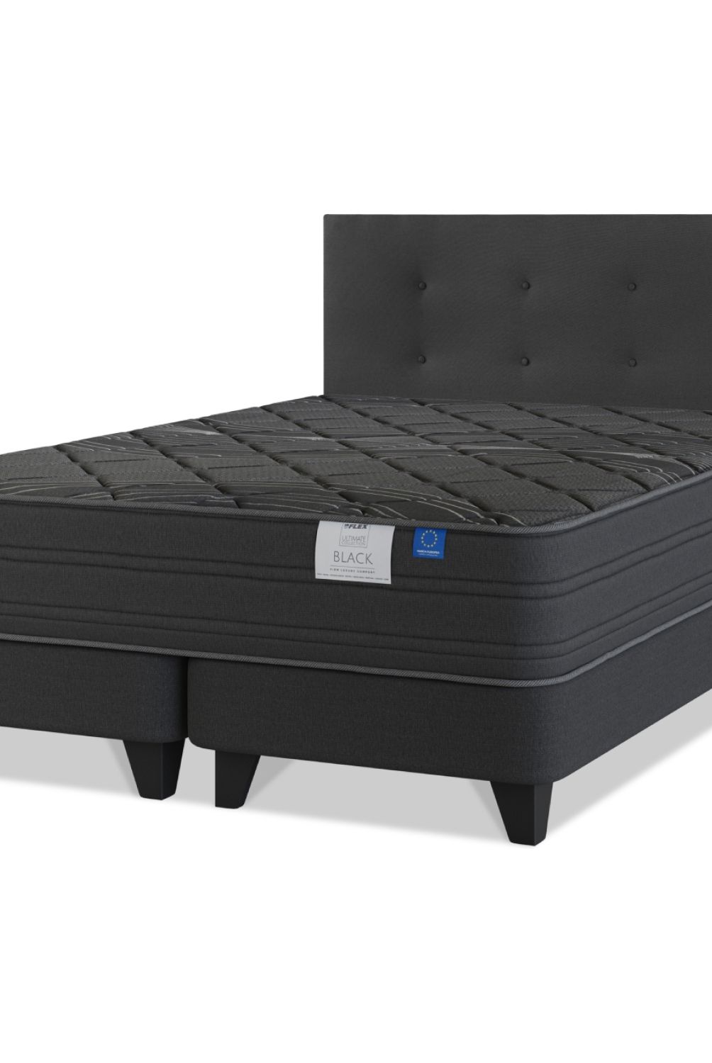 FLEX - Cama Europea King Black Flex + Respaldo