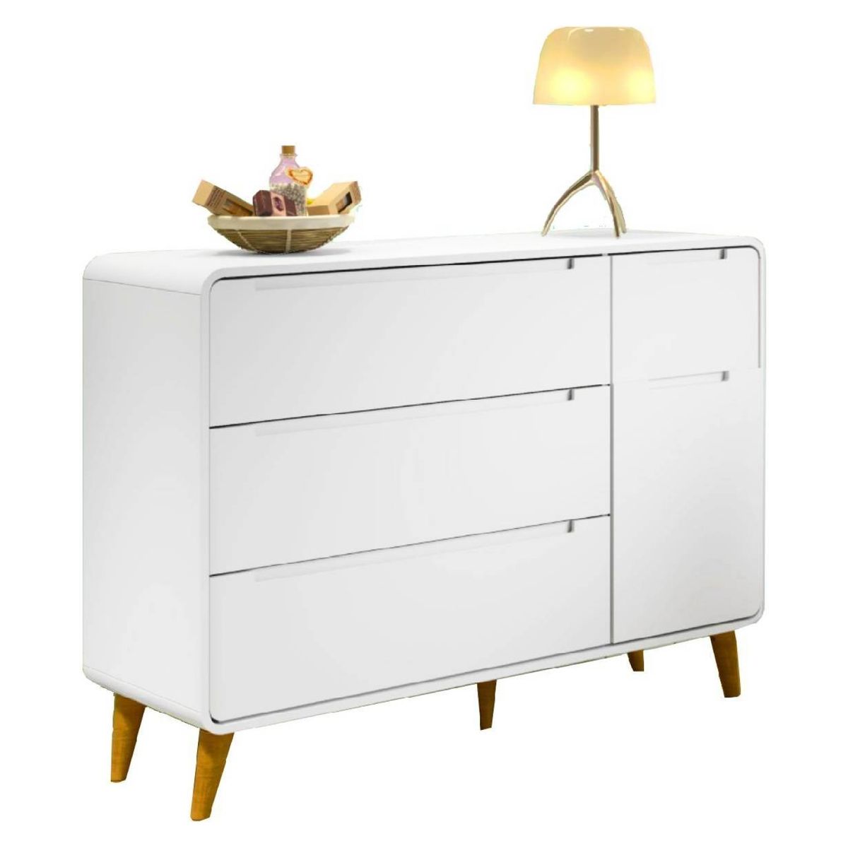 KIDSCOOL - Cómoda Agatha 3 Cajones + Puerta Blanca Kidscool