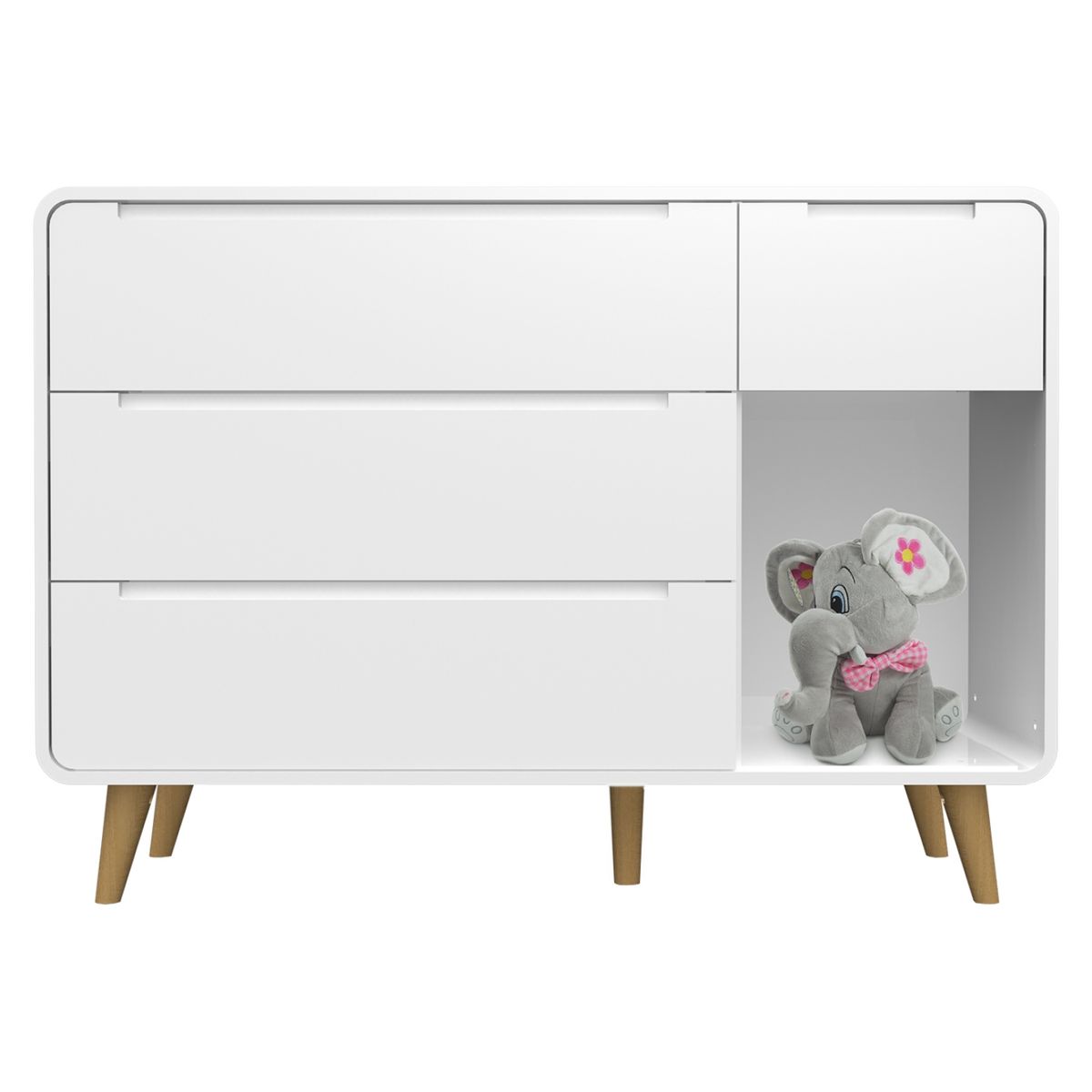 KIDSCOOL - Cómoda Agatha 3 Cajones + Puerta Blanca Kidscool