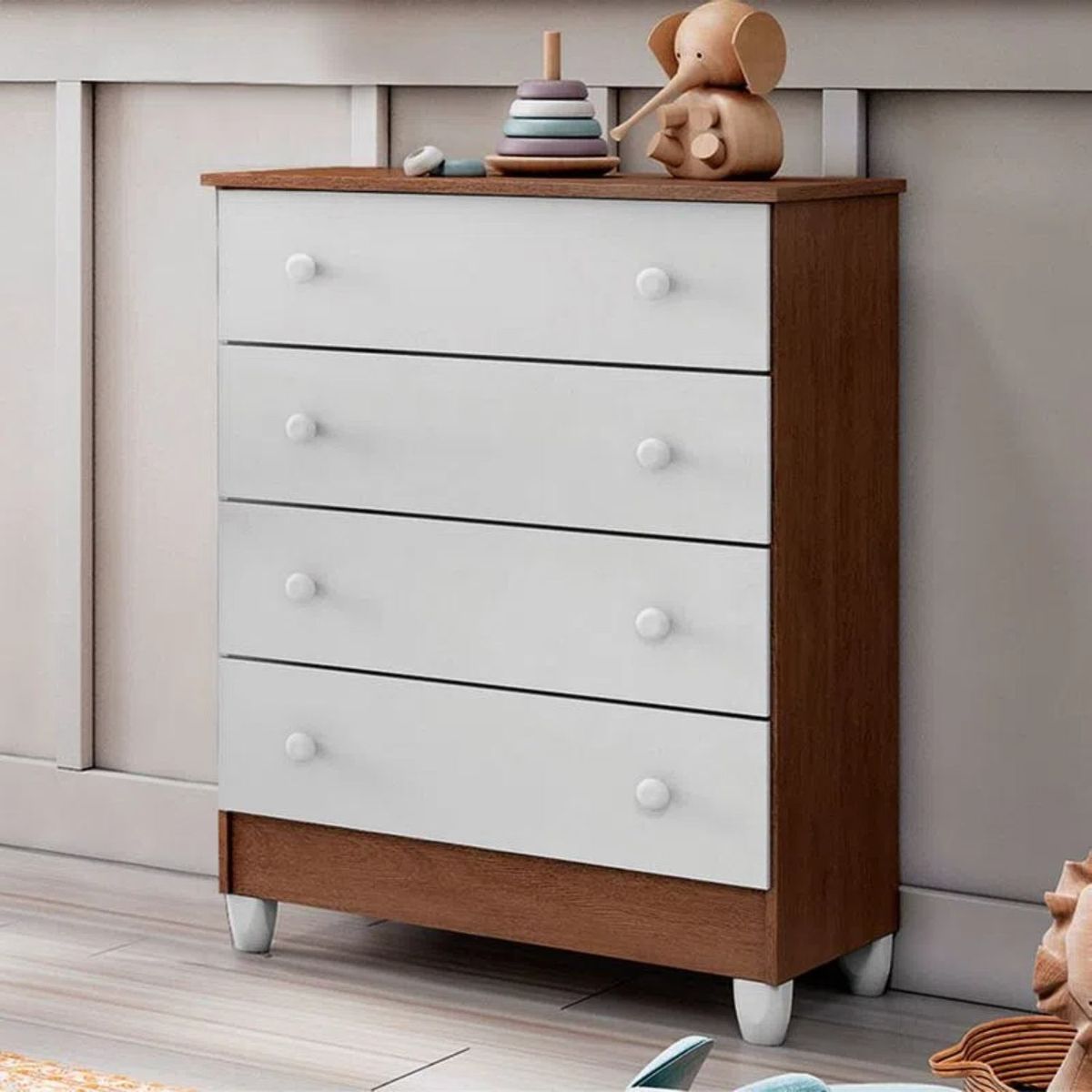 KIDSCOOL - Cómoda + 4 Cajones Blanco Maderado Kidscool