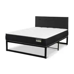 BELSOGNO - Cama Iron Smart Plus Black 1.5 Plazas Respaldo Black
