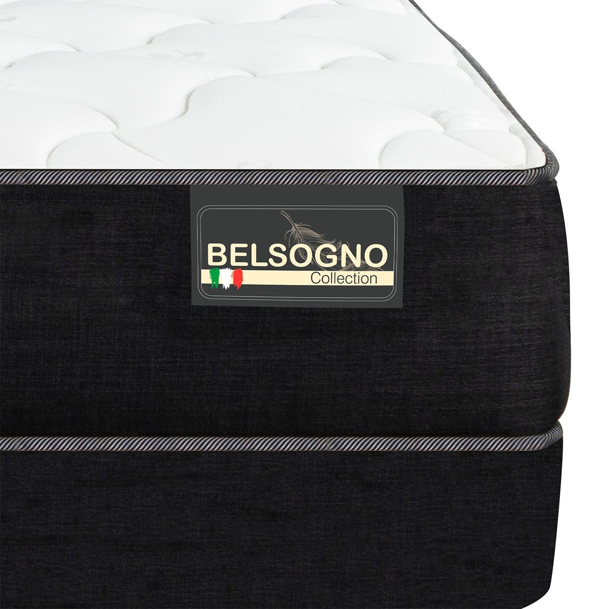 BELSOGNO - Cama Iron Smart Plus Black 1.5 Plazas Respaldo Black Belsogno