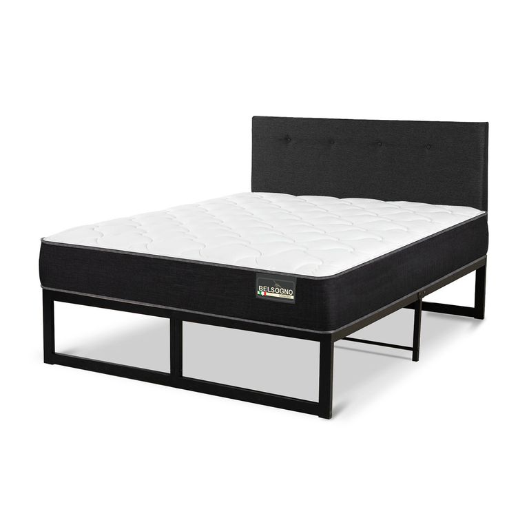BELSOGNO Cama Iron Smart Plus Black 2 Plazas Respaldo Black