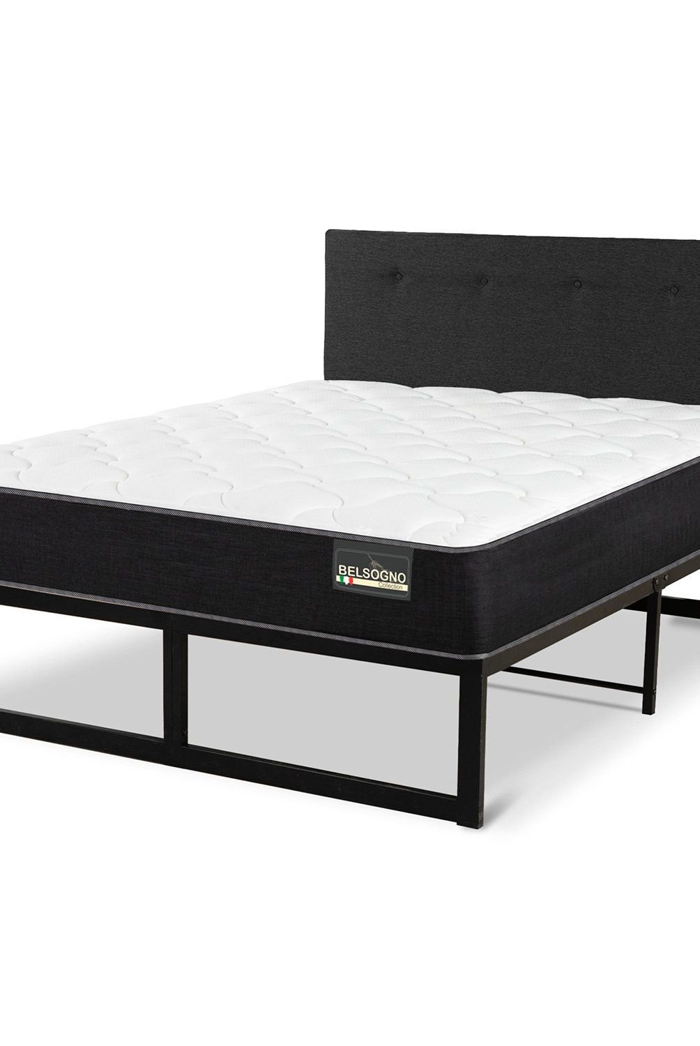 BELSOGNO - Cama Iron Smart Belsogno Plus Black 2 Plazas Respaldo Black