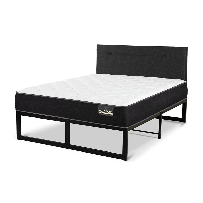 BELSOGNO - Cama Iron Smart Belsogno Plus Black 2 Plazas Respaldo Black