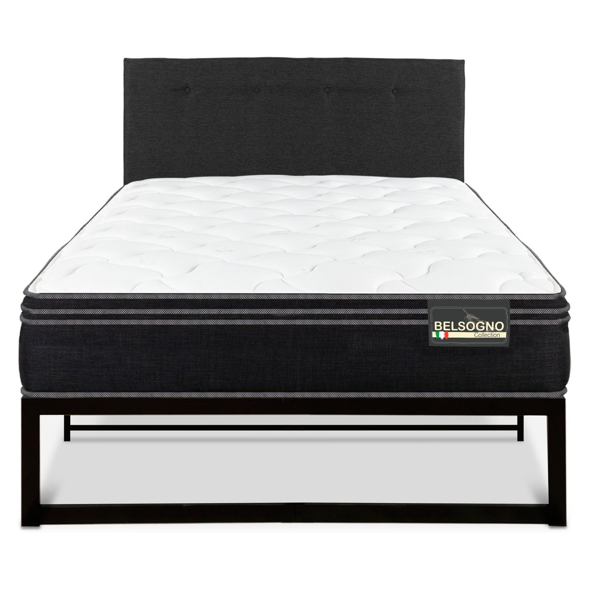 BELSOGNO - Cama Funcional 1.5 Plaza Belsogno + Respaldo Black