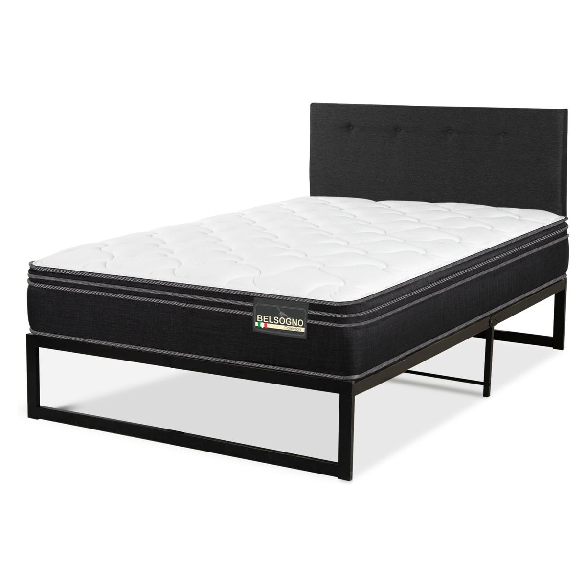 BELSOGNO - Cama Funcional 1.5 Plaza Belsogno + Respaldo Black