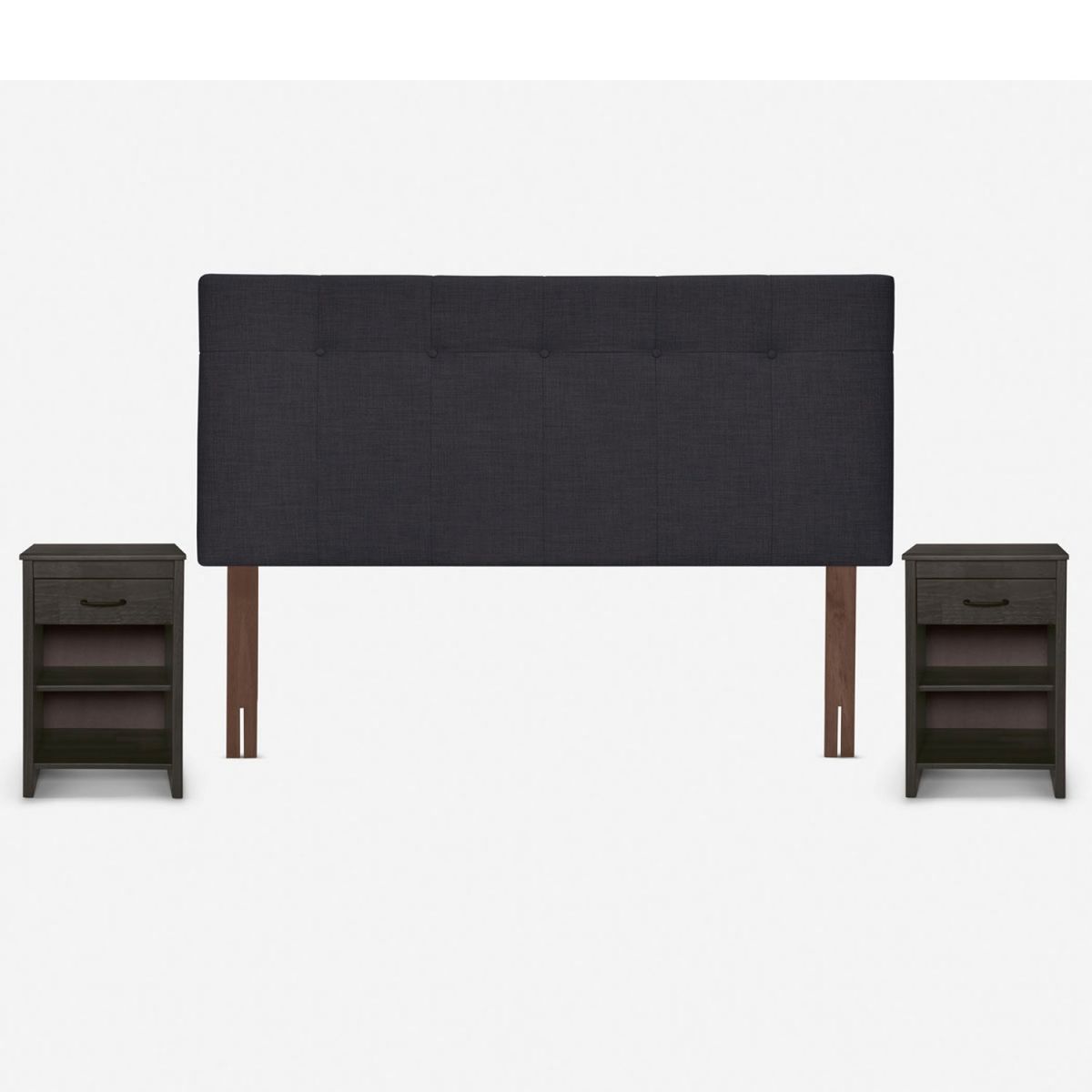 ROSEN - Cama Europea New Ergo T 2 Plazas x 2.00 mt Base Dividida + Respaldo + 2 Veladores Rosen