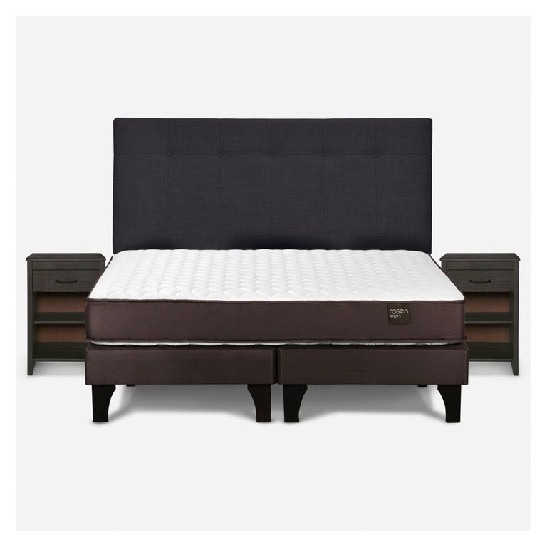Cama Europea New Ergo T King x 2.00 mt Base Dividida + Respaldo + 2 Veladores