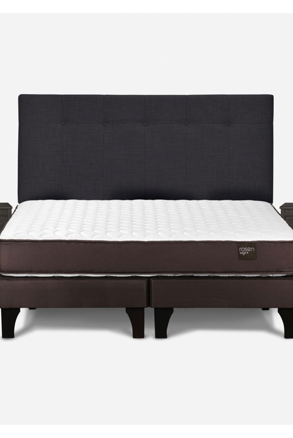 ROSEN - Cama Europea Ergo T King + Respaldo + 2 Veladores Rosen