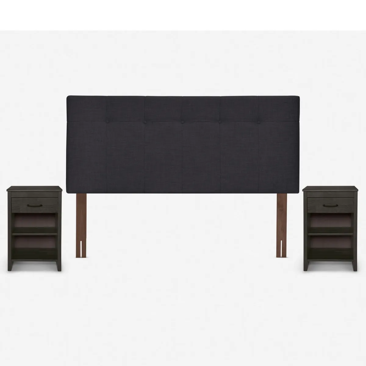 ROSEN - Cama Europea New Ergo T King x 2.00 mt Base Dividida + Respaldo + 2 Veladores Rosen
