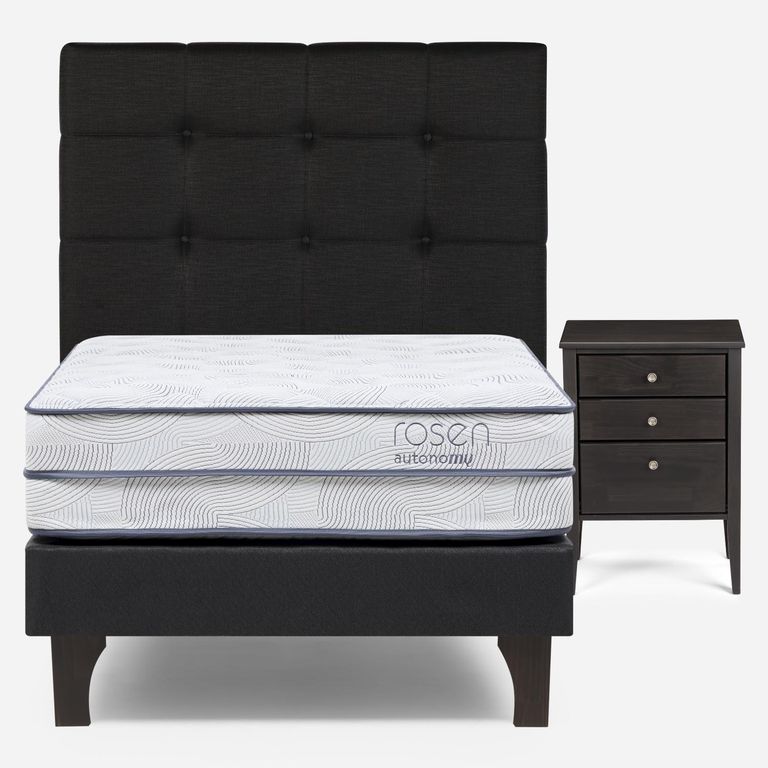 Cama Europea Autonomy Sky 1.5 Plazas x 2.00mt + Respaldo + 1 Velador