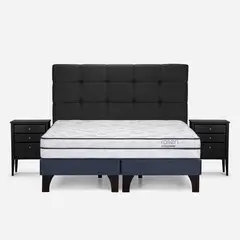 ROSEN - Cama Europea Autonomy 2 Plazas + Respaldo + 2 Velador