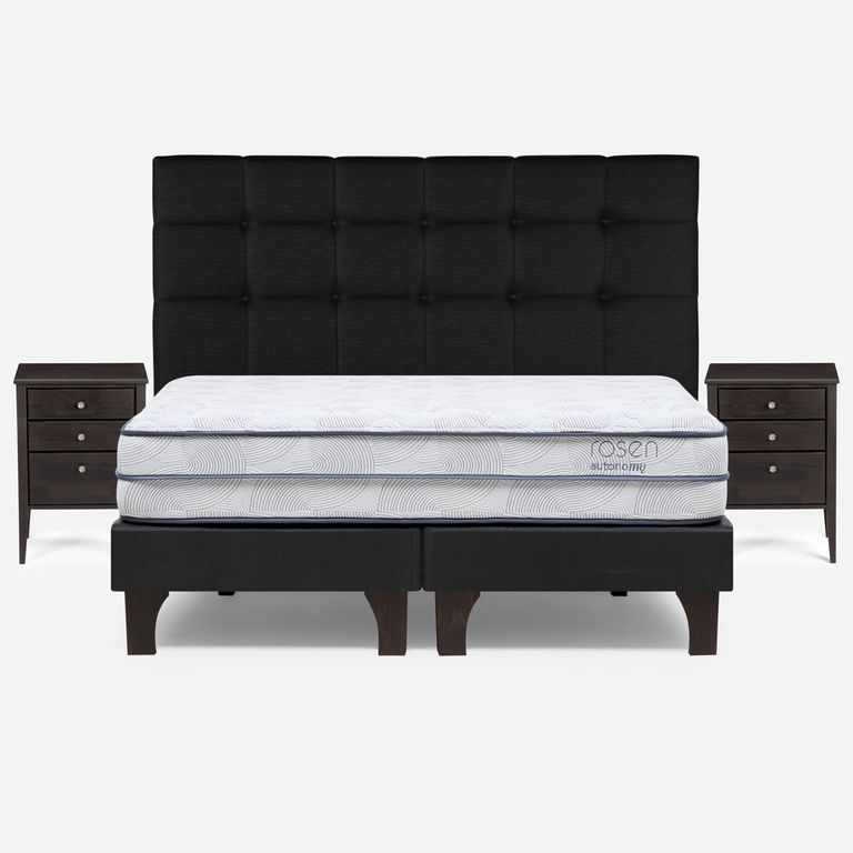 Cama Europea Autonomy Sky King x 2.00mt Base Dividida + Respaldo + 2 Veladores
