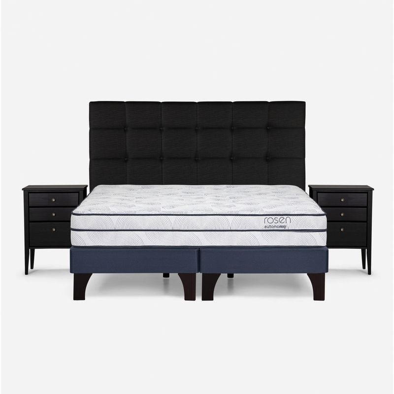 ROSEN - Cama Europea Autonomy King + Respaldo + 2 Velador Rosen