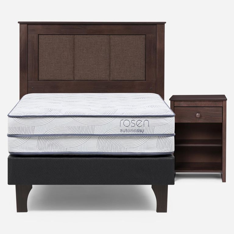 Cama Europea Autonomy Sky 1.5 Plazas x 2.00mt + Respaldo + 1 Velador
