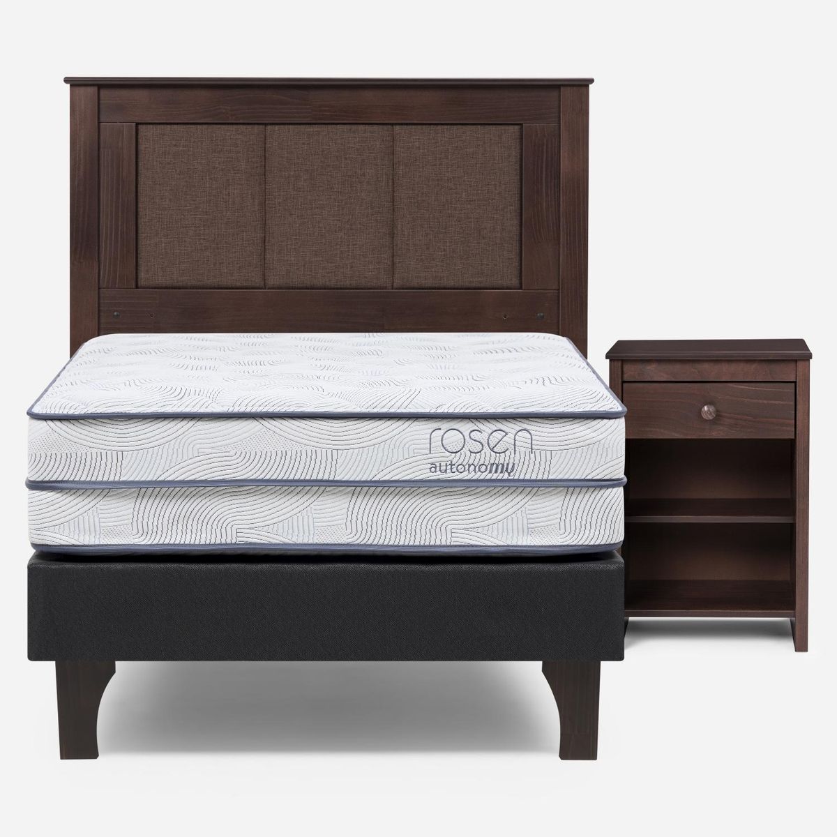 ROSEN - Cama Europea Autonomy Sky 1.5 Plazas x 2.00mt  + Respaldo + 1 Velador Rosen