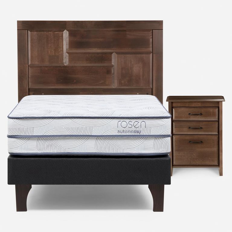 Cama Europea Autonomy Sky 1.5 Plazas x 2.00mt + Respaldo + 1 Velador Dolce