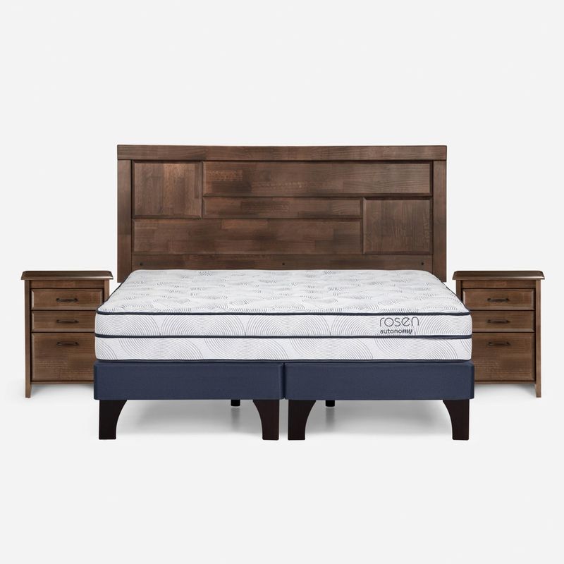 ROSEN - Cama Europea Autonomy King + Respaldo + 2 Velador Rosen