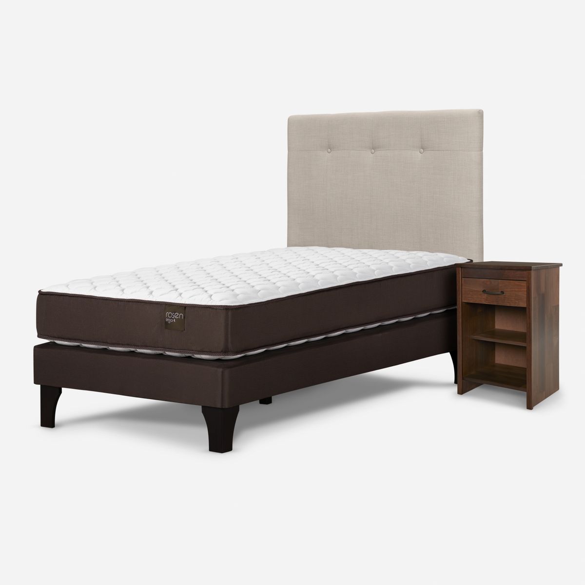 ROSEN - Cama Europea 1.5 Plaza Ergo Rosen + Respaldo
