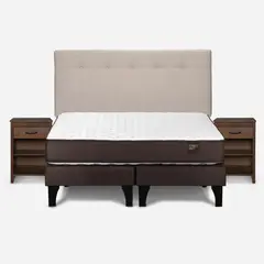 ROSEN - Cama Europea Ergo T 2 Plazas + Respaldo + 2 Veladores