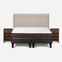ROSEN - Cama Europea Ergo T King + Respaldo + 2 Veladores