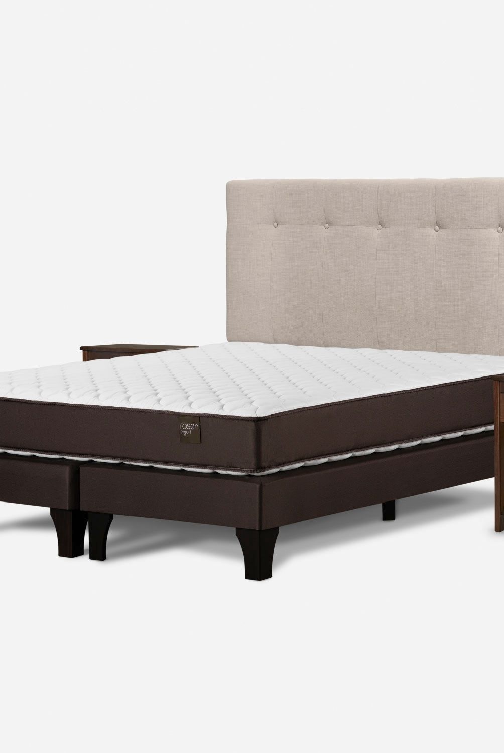 ROSEN - Cama Europea Ergo T King + Respaldo + 2 Veladores Rosen
