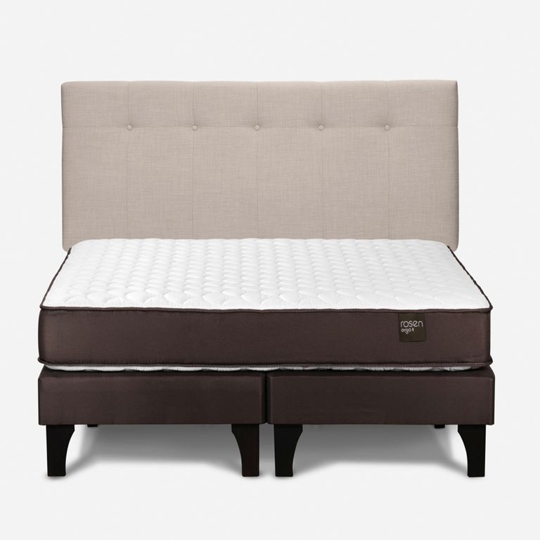 Cama Europea New Ergo T 2 Plazas x 2.00 mt Base Dividida + Respaldo