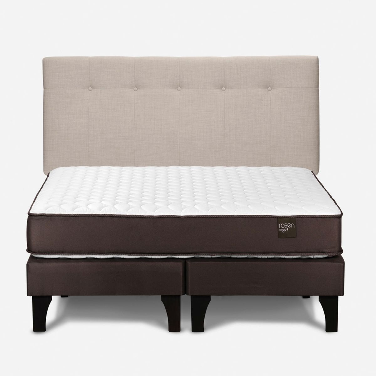 ROSEN - Cama Europea New Ergo T 2 Plazas x 2.00 mt Base Dividida + Respaldo Rosen