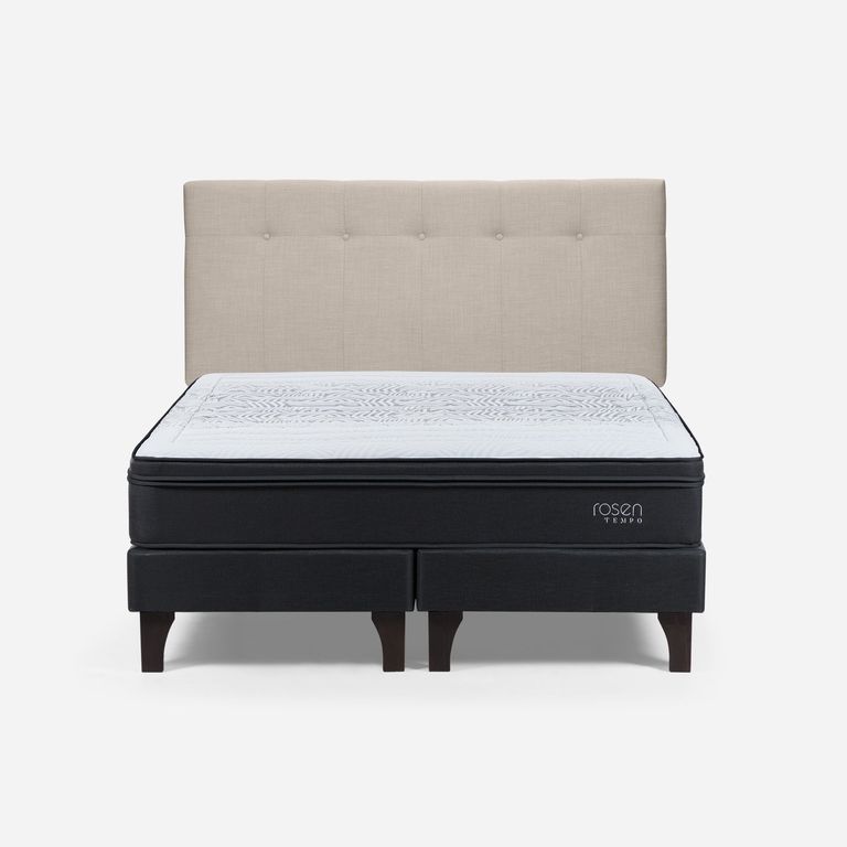 Cama Europea Tempo 2 Plazas x 2.00mt Base Dividida + Respaldo