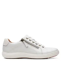 CLARKS - Zapatilla Urbana Mujer Cuero Blanco