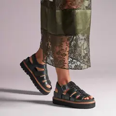 CLARKS - Sandalia Mujer Cuero Negro