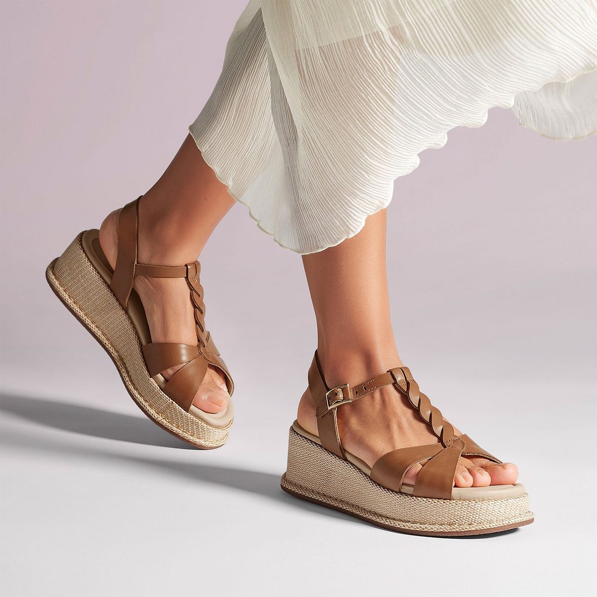 CLARKS - Sandalia Mujer Cuero Beige Clarks