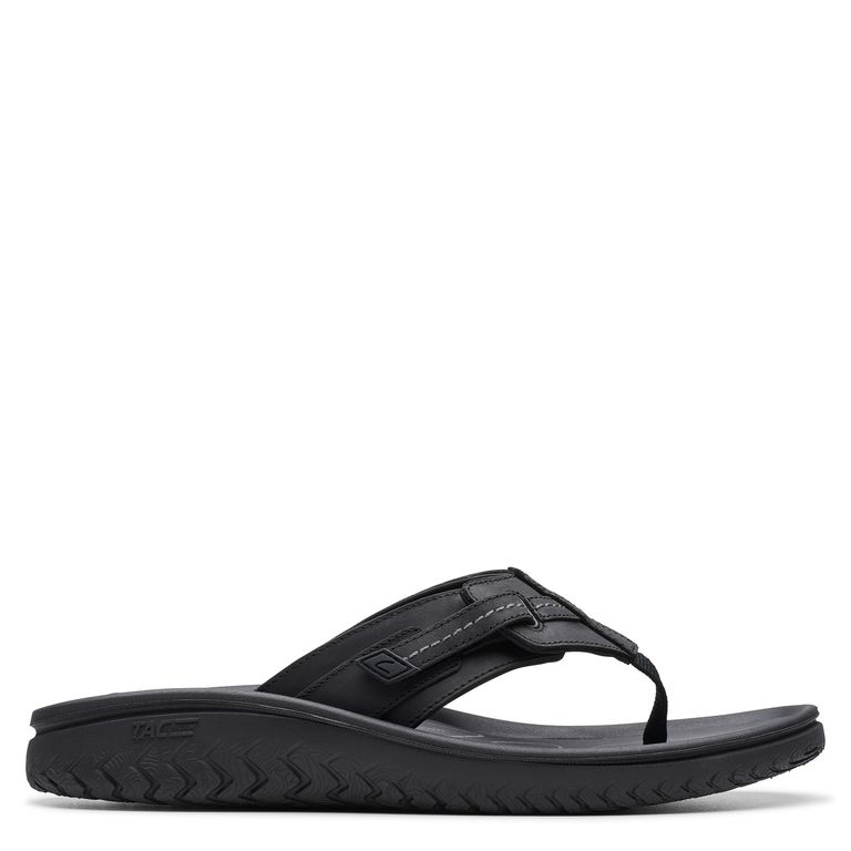 CLARKS Sandalia de Cuero Negro para Hombre