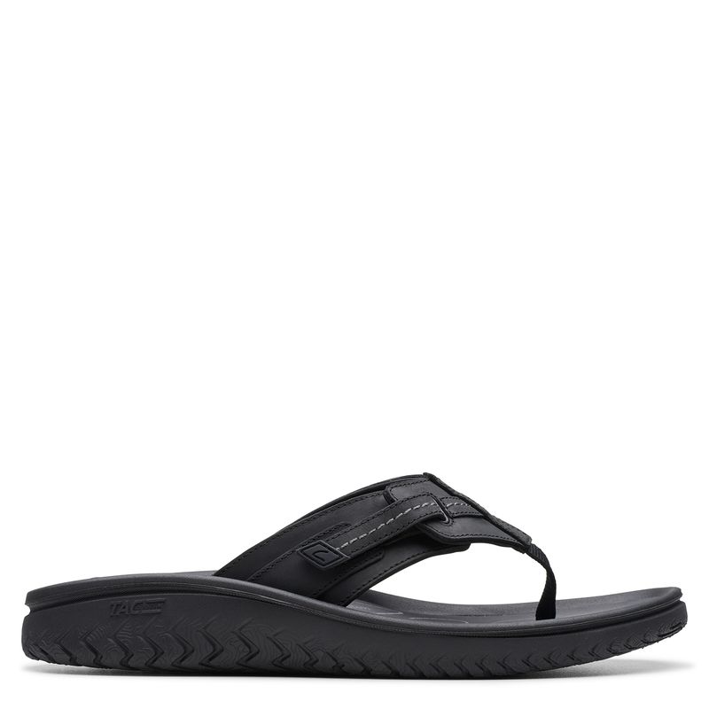 CLARKS - Sandalia de Cuero Negro para Hombre Clarks