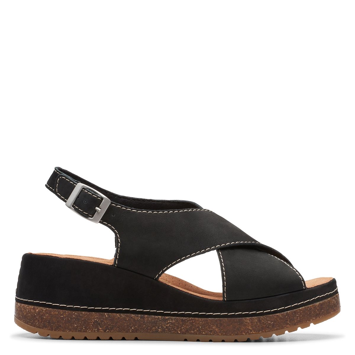 CLARKS - Sandalia Mujer Cuero Negro Clarks