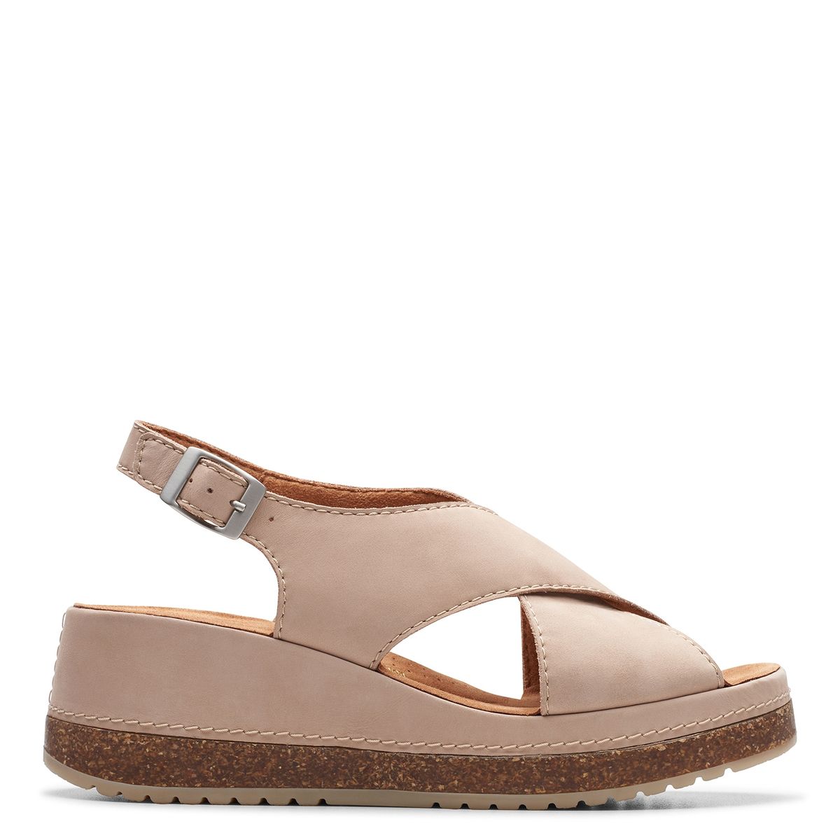 CLARKS - Sandalia Mujer Cuero Beige Clarks