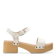 CLARKS - Sandalia Mujer Cuero Blanco