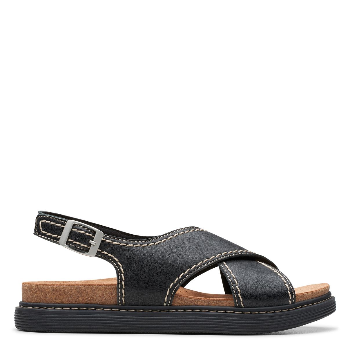 CLARKS - Sandalia Mujer Cuero Negro Clarks