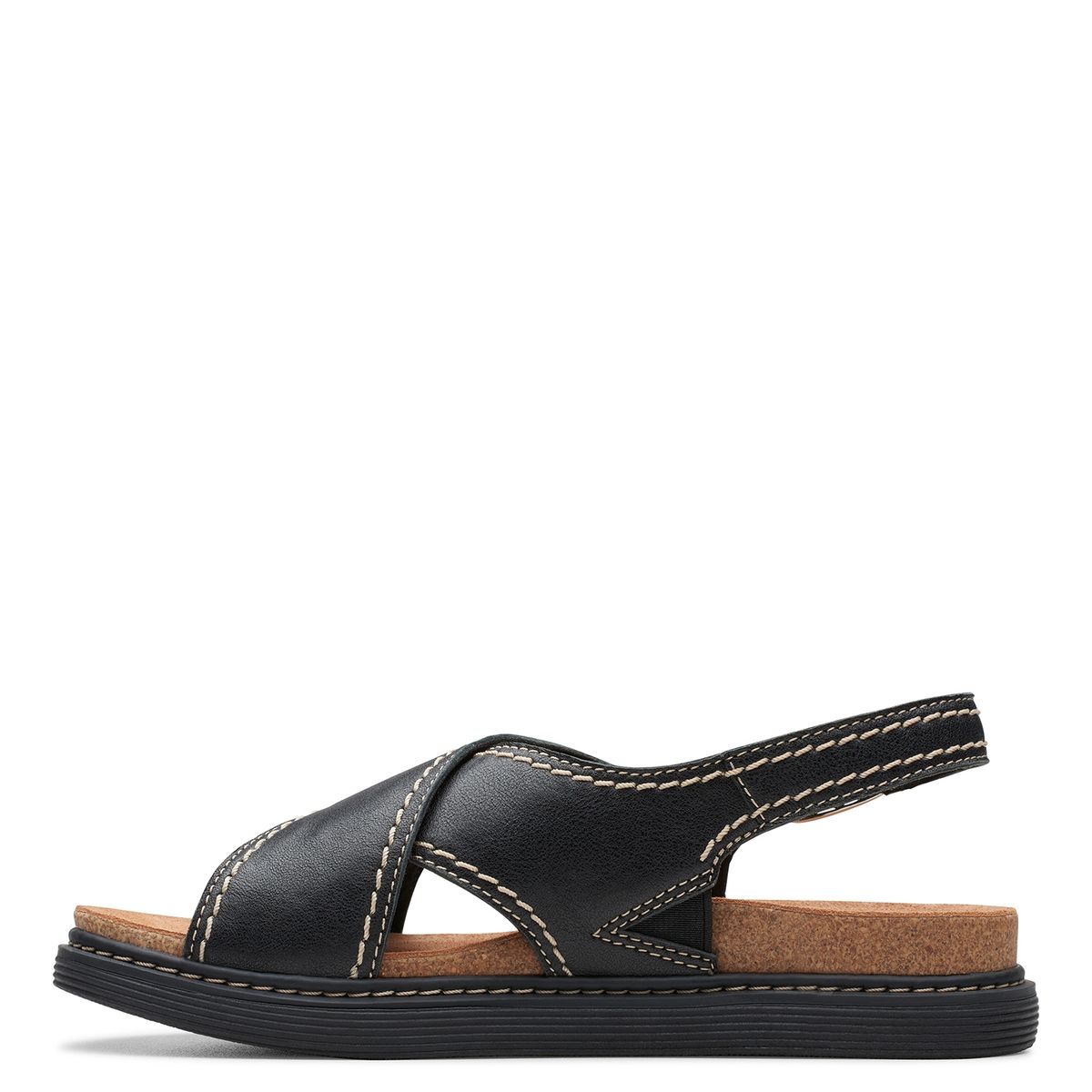 CLARKS - Sandalia Mujer Cuero Negro Clarks