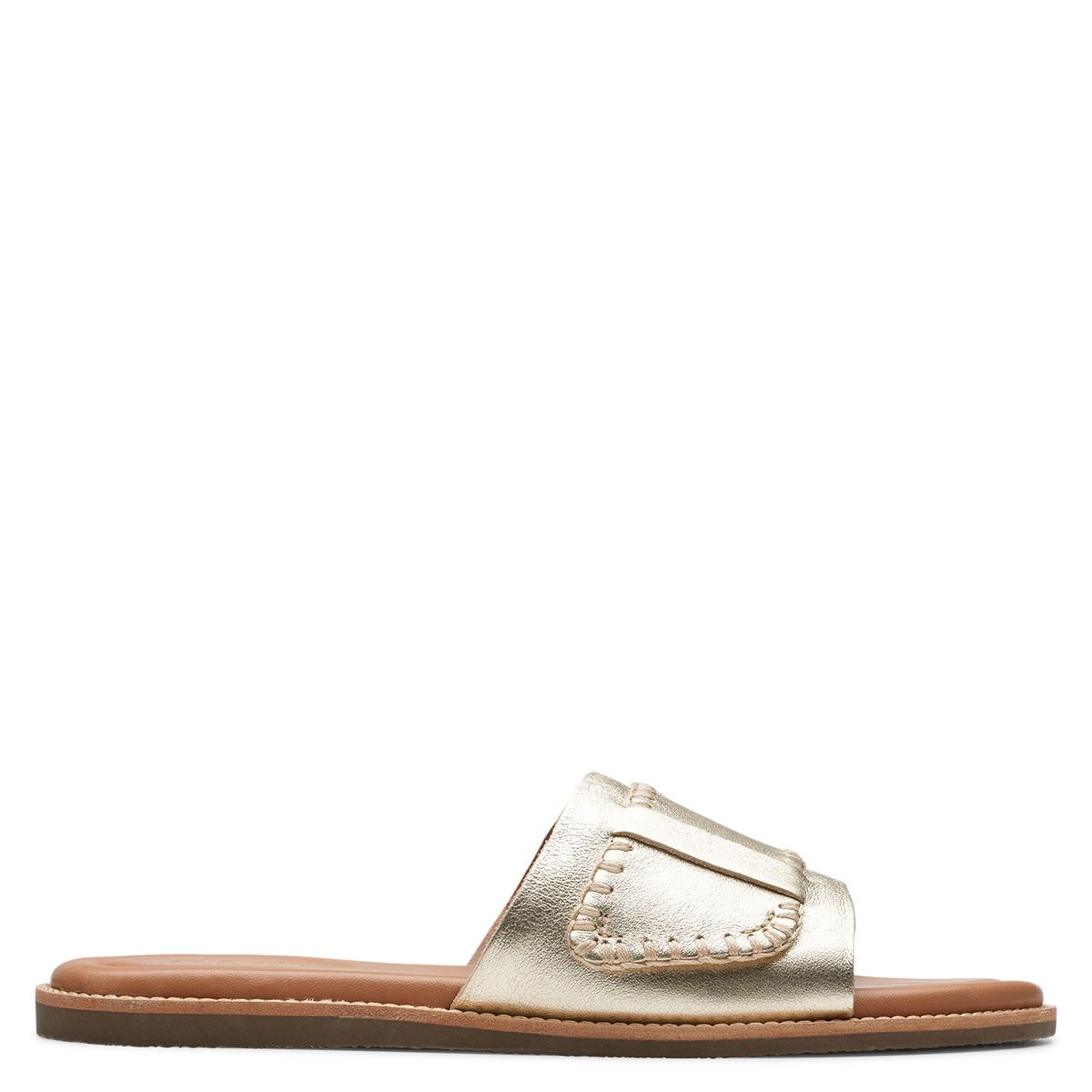 CLARKS - Sandalia Mujer Cuero Dorado Clarks