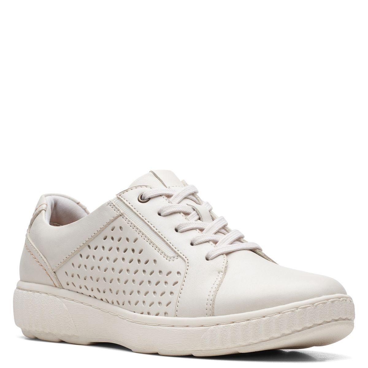 CLARKS - Zapatilla Urbana Mujer Cuero Blanco Clarks