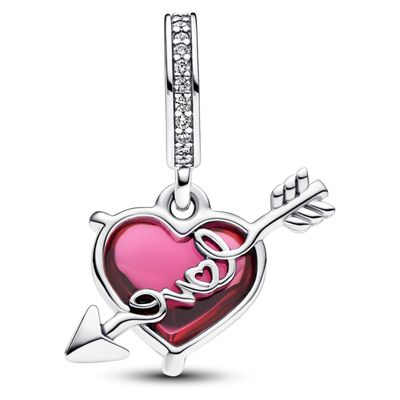 Imagen 2 del producto Charm Colgante De Cristal De Murano Corazón Rojo Y Flecha Mujer