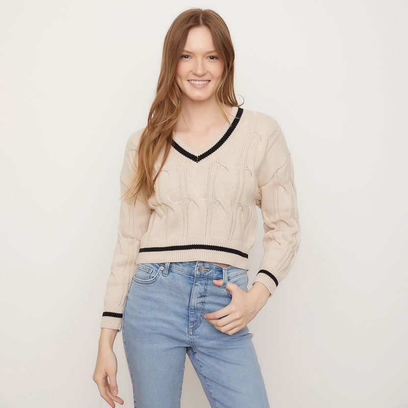 COTTON ON - Sweater Cuello V Manga Larga Mujer Cotton On