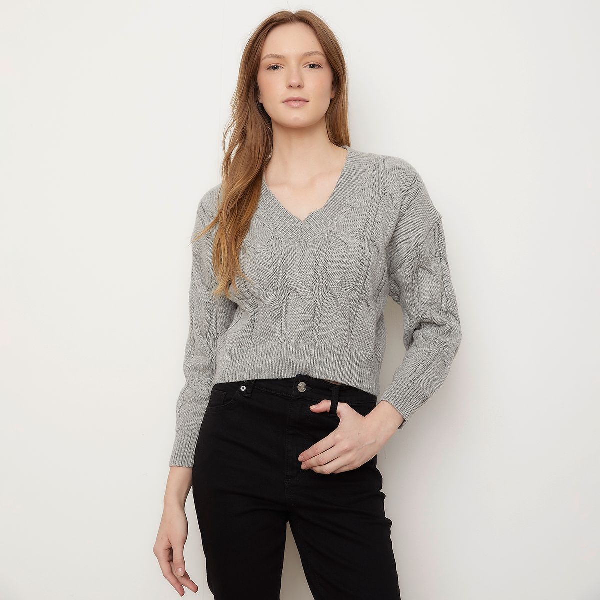 COTTON ON - Sweater Cuello V Manga Larga Mujer Cotton On