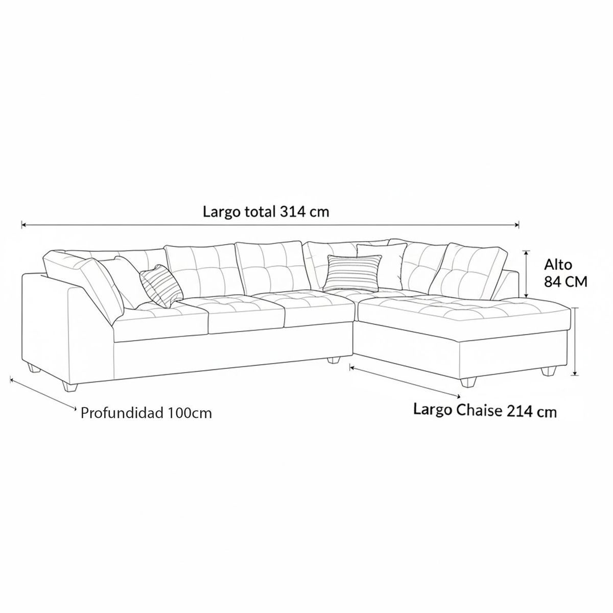 DIVANO - Sofá Seccional Levante Felpa Derecho Divano