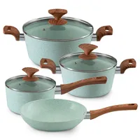 Batería De Cocina Ceramica 7 Piezas Granito Menta